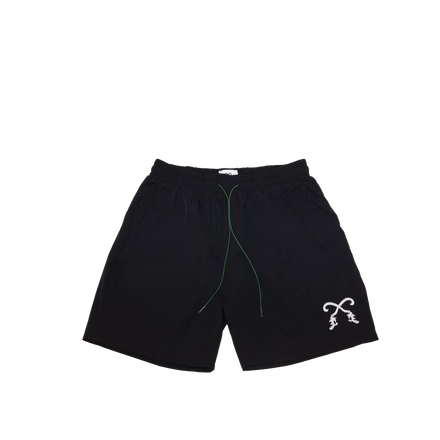 BLACK WINDBREAKER SHORTS