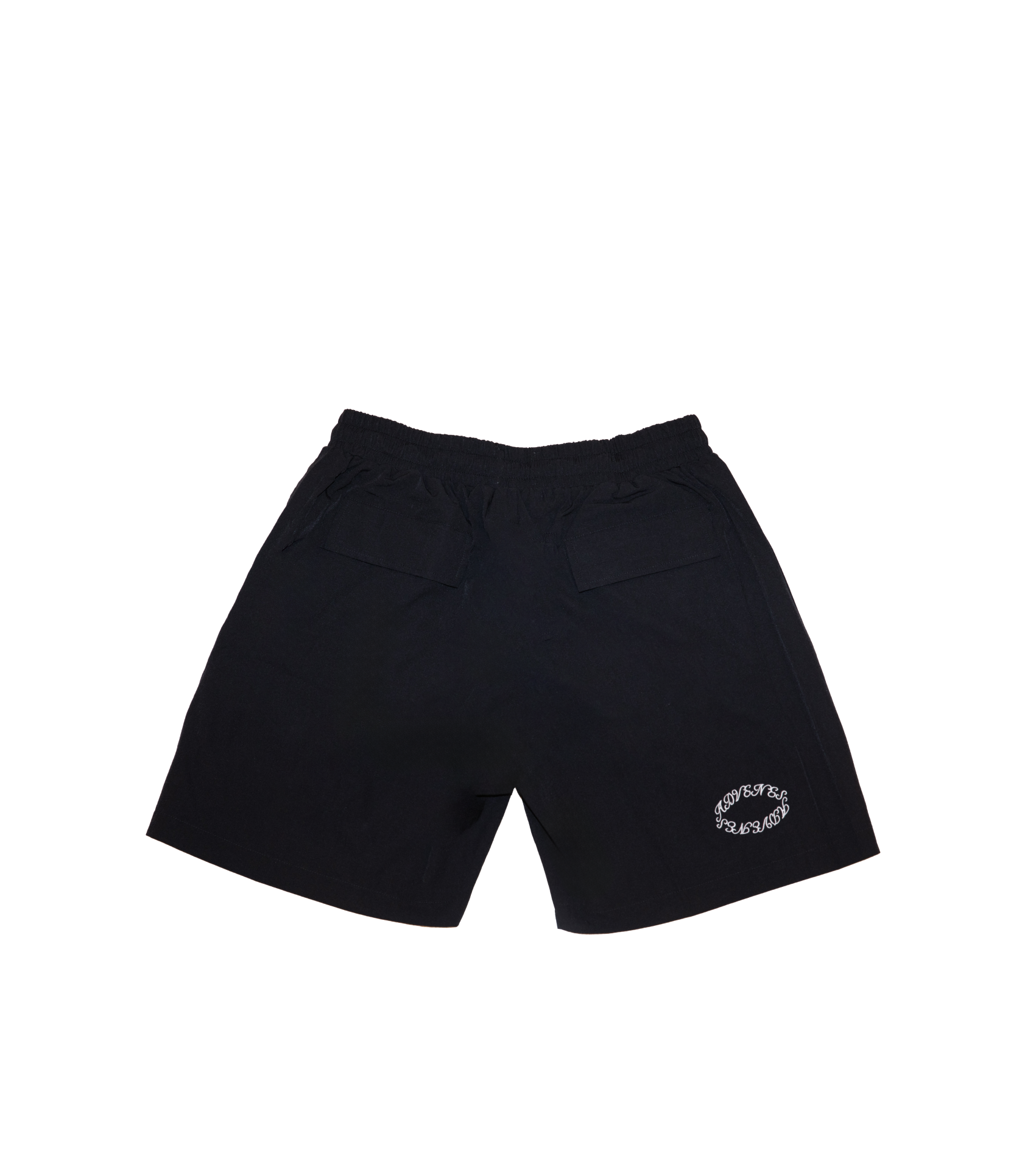 BLACK WINDBREAKER SHORTS